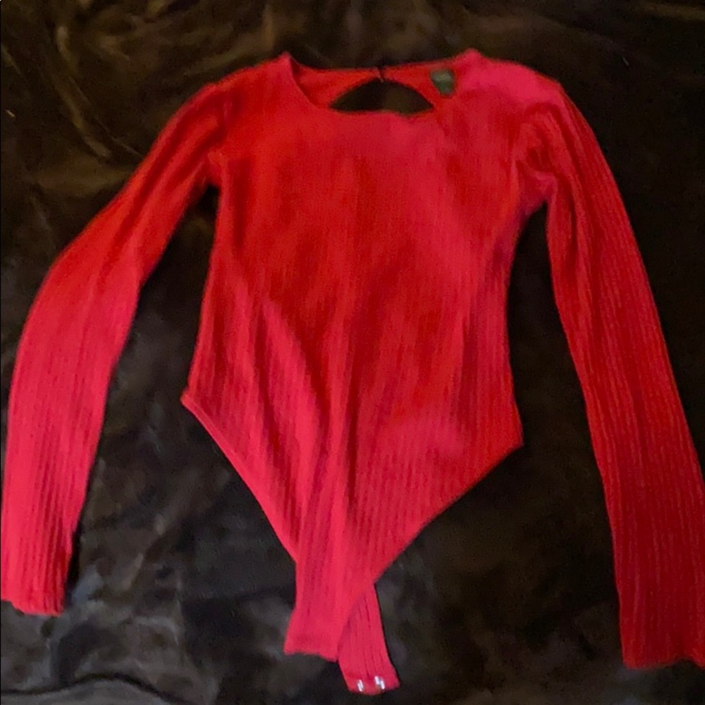 Long sleeve red body suit